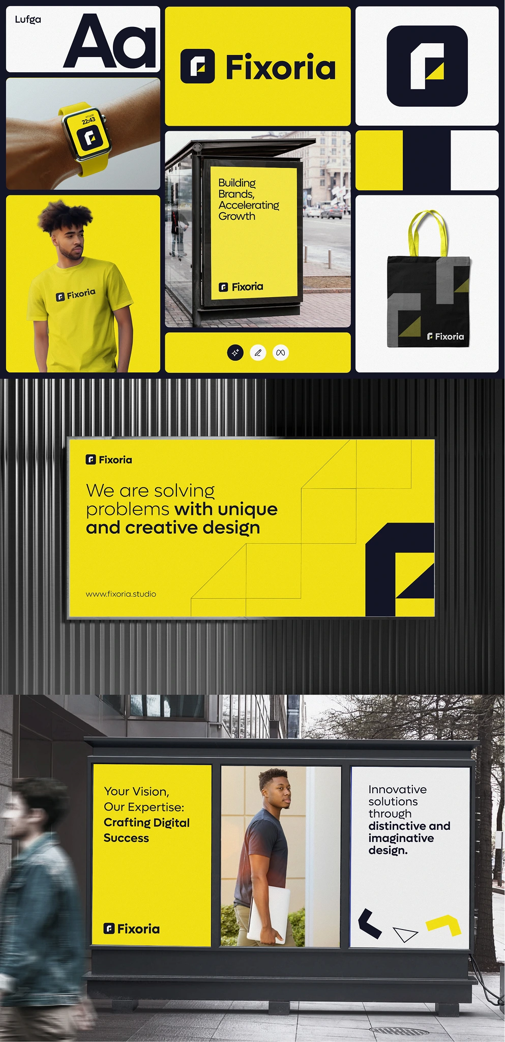 06. Brand Applications & Corporate Stationery 01 — Fixoria Studio Brand Identity System by Unified Branding Experts