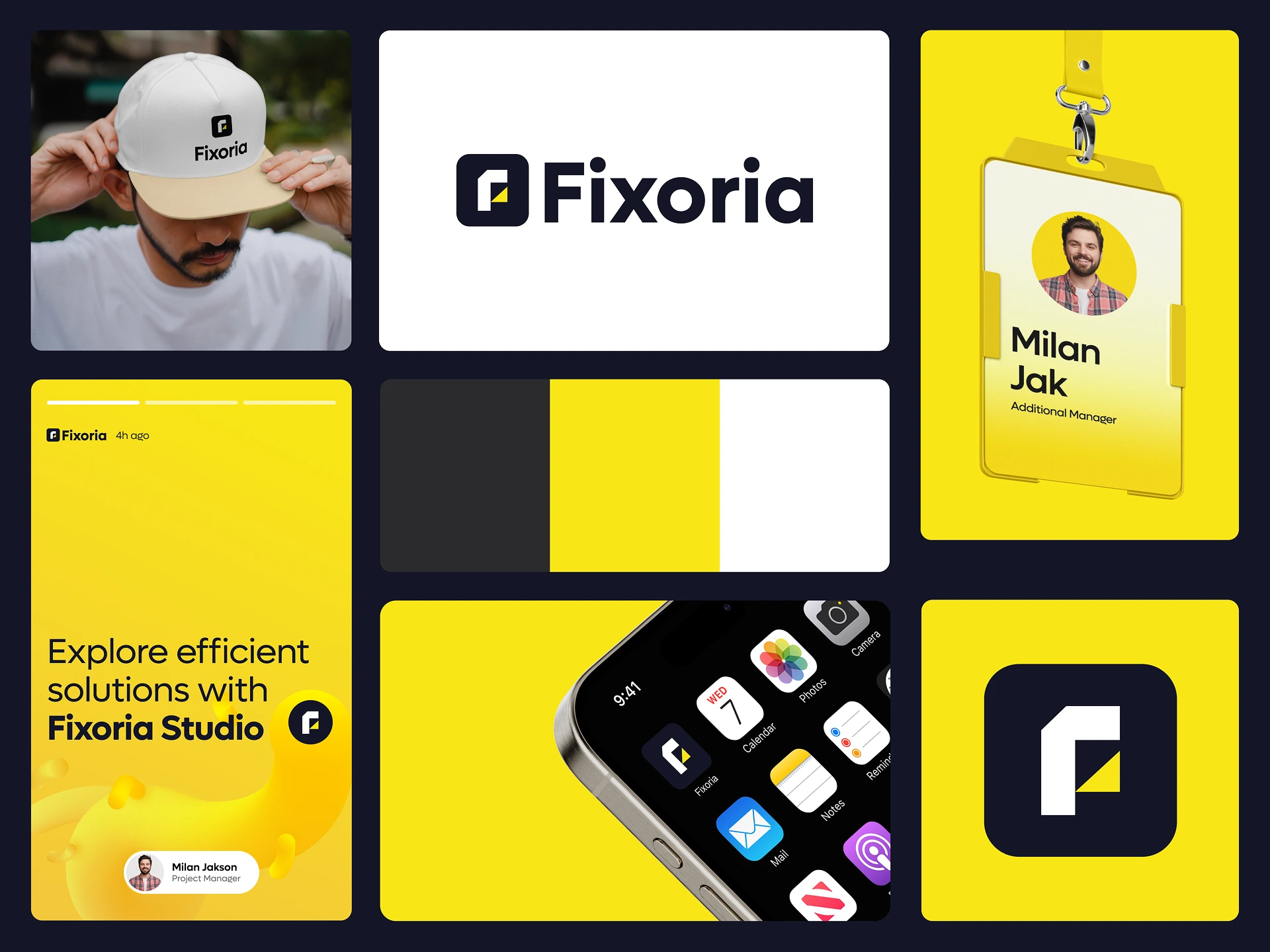 07. Brand Applications 02 & Digital Systems — Fixoria Studio Brand Identity System by Unified Branding Experts
