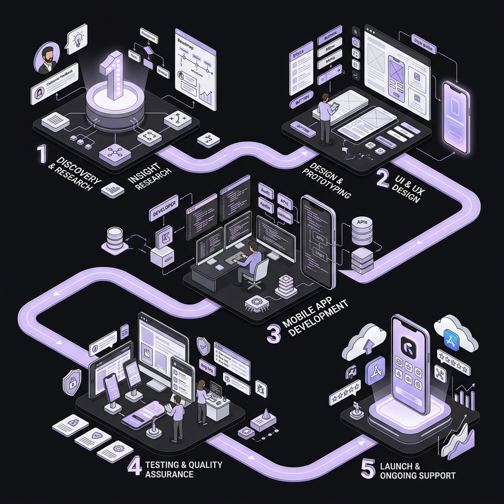 Mobile app development process visualization